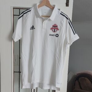 Adidas White Polo with Black Stripes